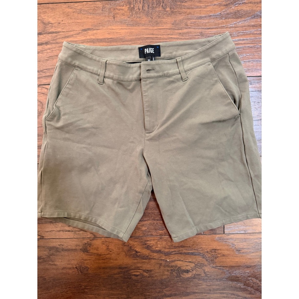 Paige Mens Chino Shorts Olive Green‎ Stretch Casual Golf Size 32
